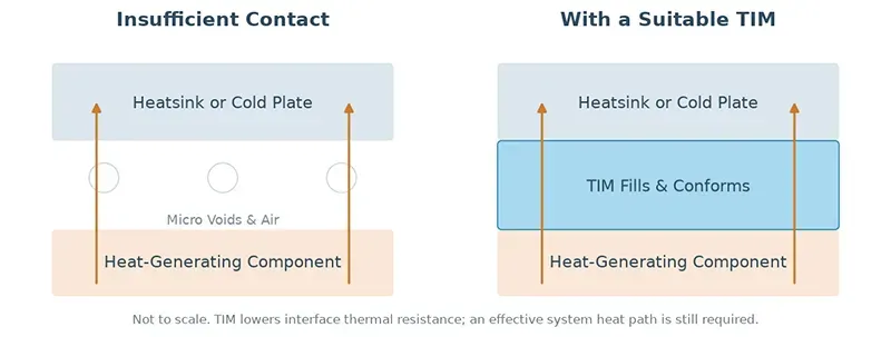 Interface filling and heat flow path